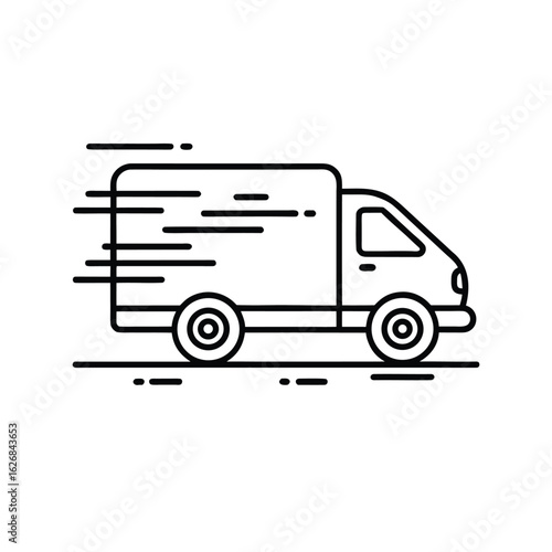 Delivery Truck with Motion Lines – Minimal Line Icon Representing Shipping, Logistics, and Transport Services