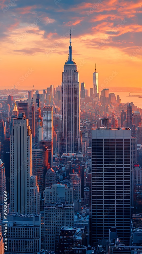 Fototapeta premium Manhattan Aerial View at Sunset