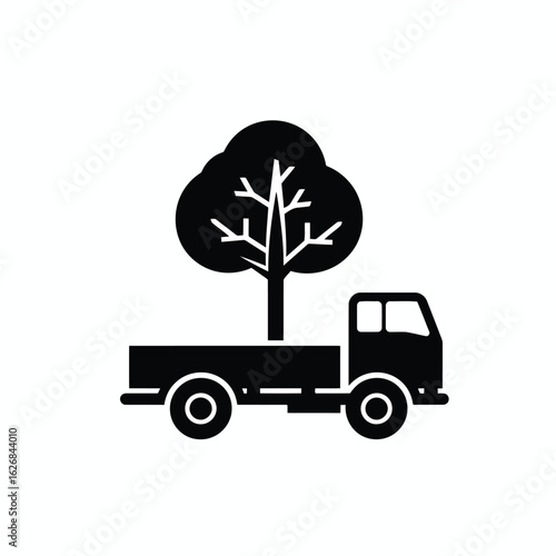 Vector illustration of a tree being transported on a truck for planting and reforestation to promote environmental sustainability