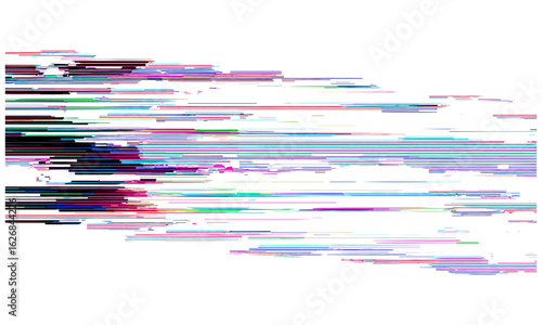 Horizontal glitch lines overlay with scan band effect on transparent background, rough analog screen distortion, old television signal monitor, digital noise texture, screen interference