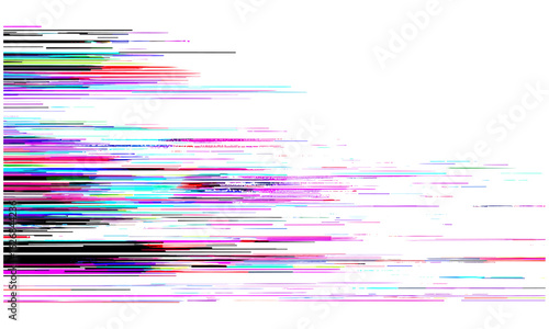 Glitch horizontal screen overlay with scan lines effect on transparent background, rough banding texture, analog television distortion, old monitor interference, computer signal noise