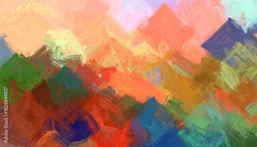 Abstract landscape painting with vibrant brushstrokes