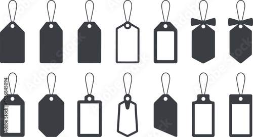 Various Simple Black Price Tags; Retail, Sale, Discount Labels