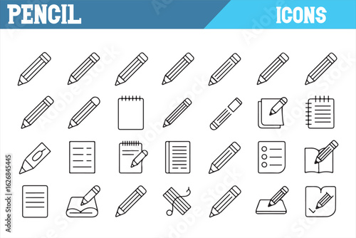 Vector Set of Pencils, Notebooks, and Writing Tools for Office and School