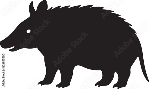 African aardvark standing in profile silhouette illustration