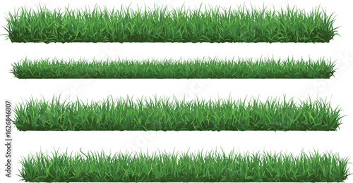 Grass border vector, green lawn edge, isolated seamless grass, nature strip clipart, horizontal grass elements, landscape divider design, garden ground cover, CAD drawing flat vector illustration
