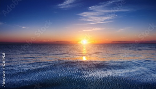 sun setting over calm waters at dusk