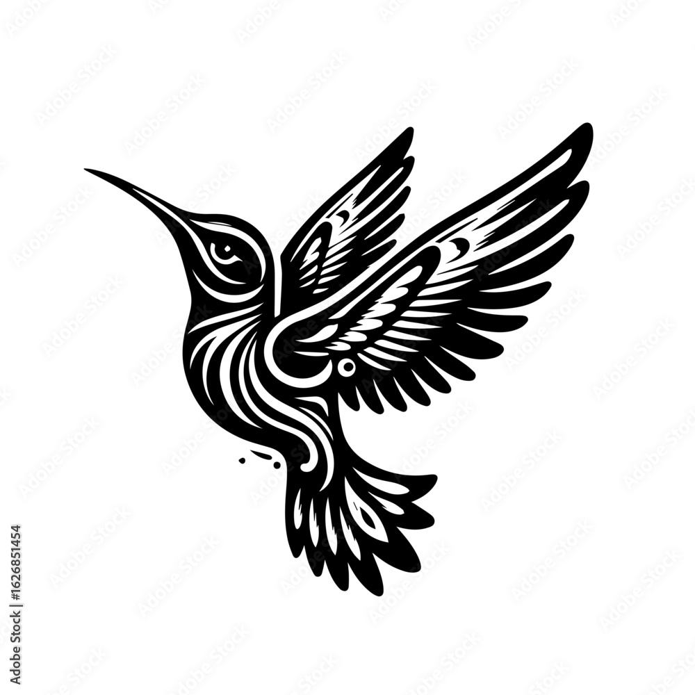 Obraz premium Illustration of a hummingbird flying isolated on white background