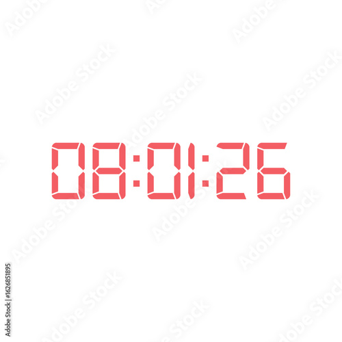 LED digital clock number for counter or calculator mockup design