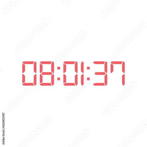 LED digital clock number for counter or calculator mockup design