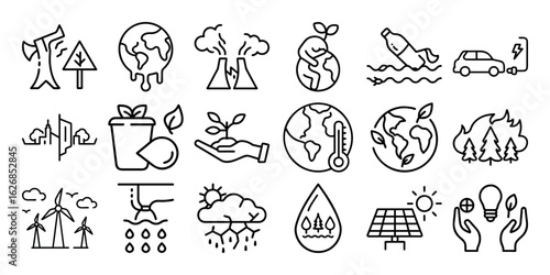 Environmental Conservation and Climate Change Icons