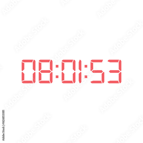 LED digital clock number for counter or calculator mockup design