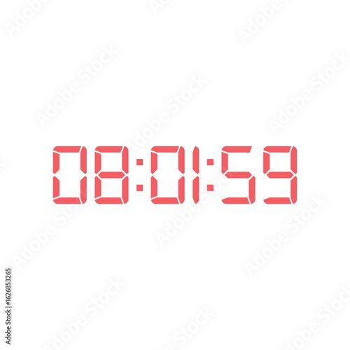 LED digital clock number for counter or calculator mockup design