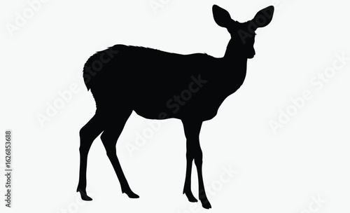 Elk silhouette, antler animal, forest wildlife, A vector silhouette of a large bull elk bugling
