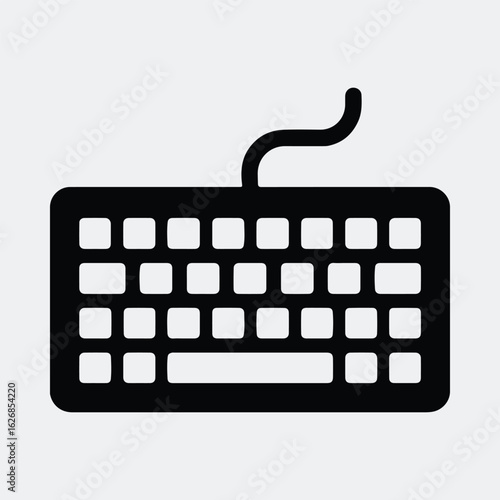 Silhouette computer keyboard minimalist icon for typing device vector illustration