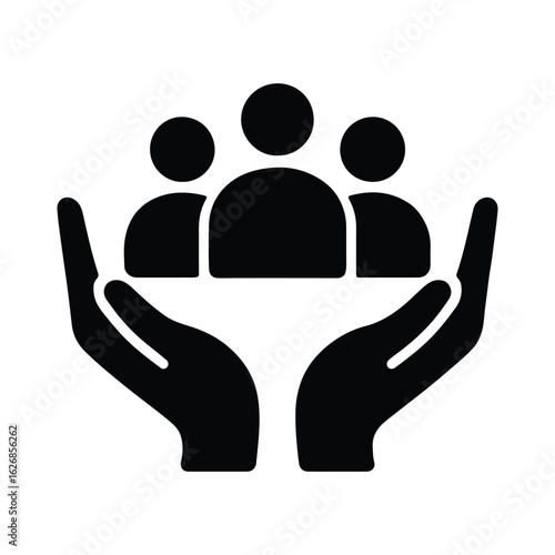 Community Care Icon Hands Holding People Symbol for Support Safety and Inclusion