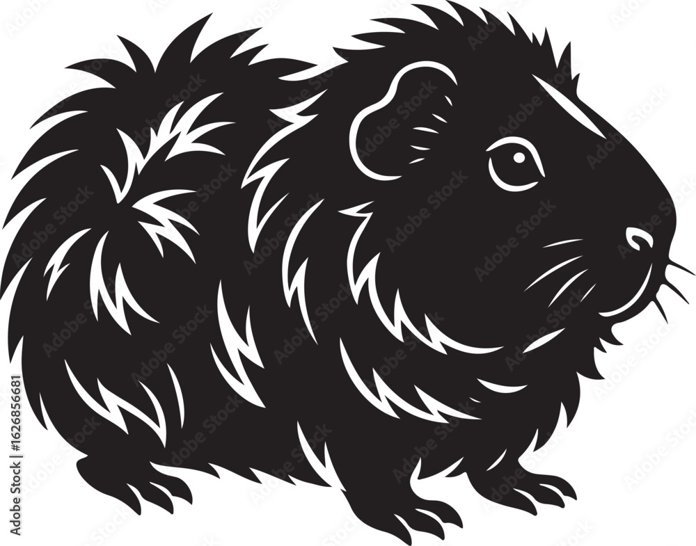 Fototapeta premium Abyssinian guinea pig silhouette vector illustration for pet lovers