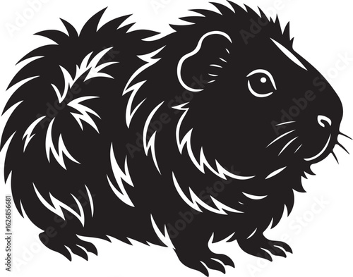 Abyssinian guinea pig silhouette vector illustration for pet lovers
