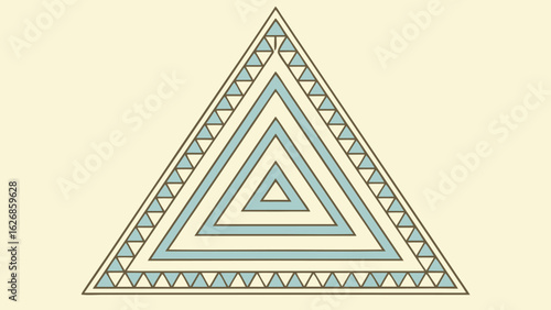 Geometric abstract triangle design with pastel colors and decorative triangle border elements