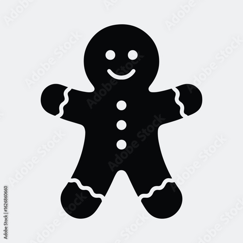 Silhouette gingerbread man simple holiday cookie isolated vector illustration