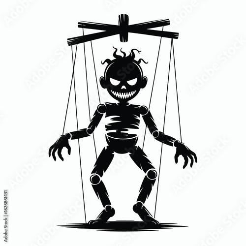 Spooky Black Silhouette Puppet On Strings marionette