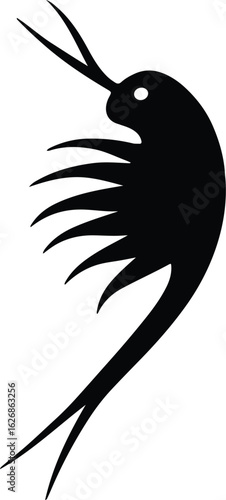Silhouette Copepod aquatic crustacean marine planktonic animal vector Illustrator