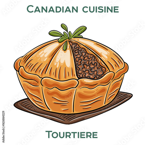 Traditional Canadian Tourtiere, a savory meat pie with warm spices, embodying Quebec's rich culinary heritage
