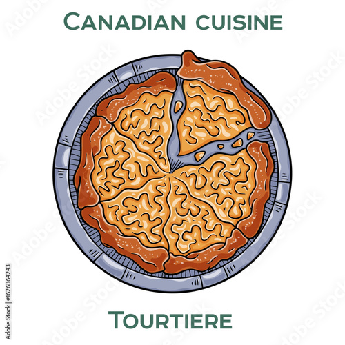 Traditional Canadian Tourtiere, a savory meat pie with warm spices, embodying Quebec's rich culinary heritage