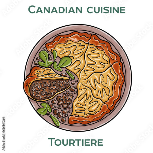 Traditional Canadian Tourtiere, a savory meat pie with warm spices, embodying Quebec's rich culinary heritage