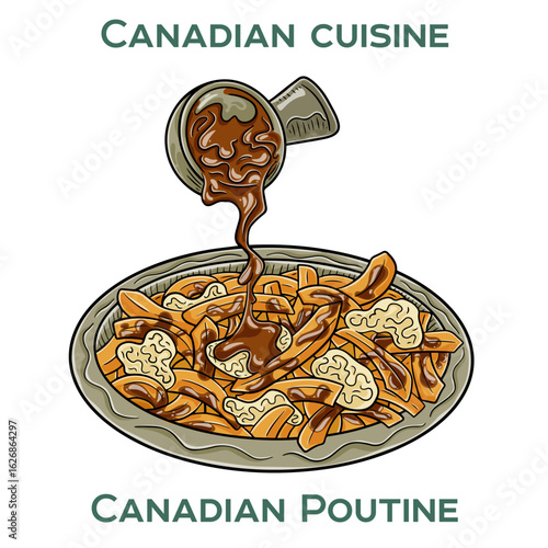 Classic Canadian poutine: crispy fries topped with cheese curds and smothered in rich gravy, a beloved national dish