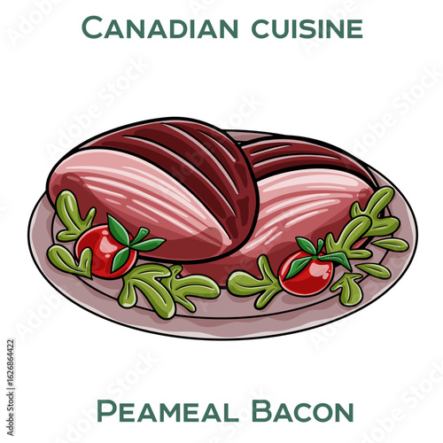 Peameal bacon, a Canadian specialty of lean pork loin rolled in cornmeal, often served as a national breakfast favorite