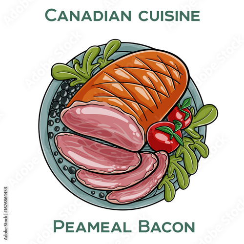Peameal bacon, a Canadian specialty of lean pork loin rolled in cornmeal, often served as a national breakfast favorite