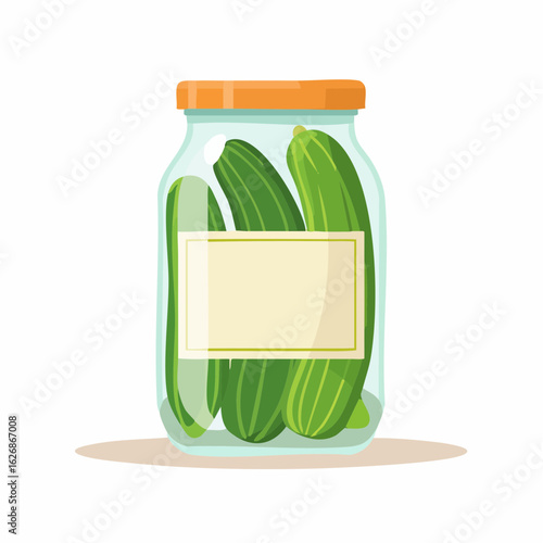 Jar of pickles with visible label
