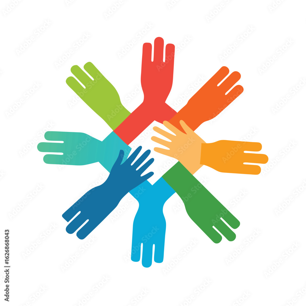 Obraz premium Hands together unity and solidarity icons vector