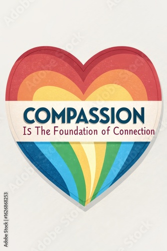 Compassion Heart Illustration with Colorful Rainbow Design