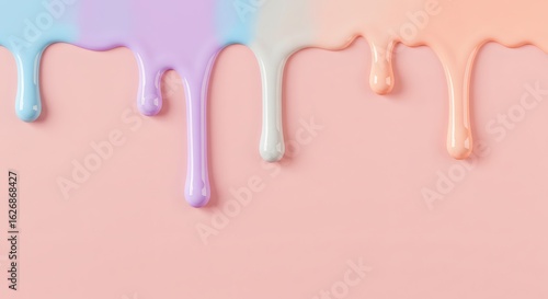Colorful Paint Drips: A close-up shot showcasing smooth, pastel-colored paint drips against a matching background.