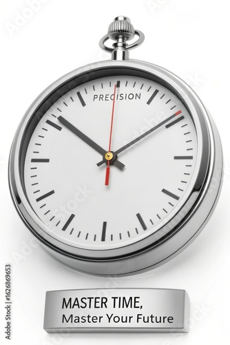 Elegant Silver Pocket Watch with Red Second Hand and Inspirational Quote