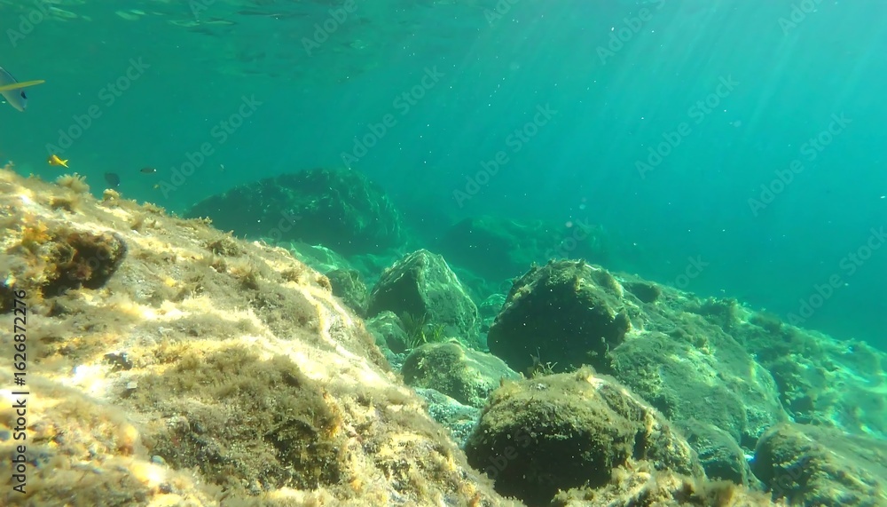 Obraz premium Underwater rocks and sunlight