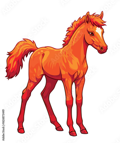 Fire foal character representing the Year of the Horse in a vibrant design
