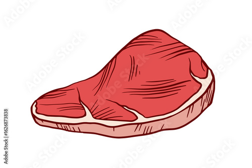 steak striploin, Raw fresh meat cut from pork. Vector Hand drawn outline illustration for meat shop, Butchery, market, barbecue, grill, picnic, restaurant, banner, sticker, menu design.