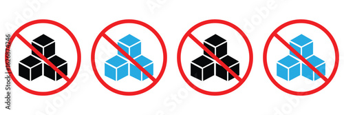 Sugar Free Icons Set – No Sugar, Zero Sweetener Symbols in Red and Black Vector Style