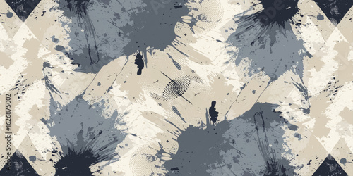 Abstract Patterns of white paint from a brush on a black texture and Dynamic brush strokes and a spacious central area, evoking creativity and depth. 