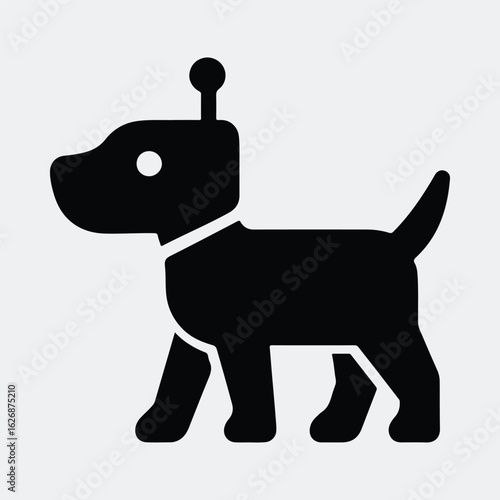 Silhouette robot dog cute artificial intelligence pet vector illustration
