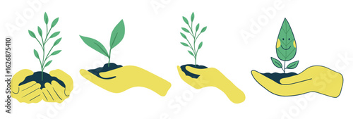 Gentle hands cradle growing plants symbolizing nurture growth and environmental care