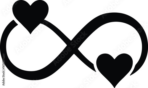 Silhouette infinity symbol with hearts love concept vector Illustrator