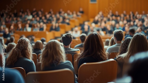 Wallpaper Mural Audience engages with lecturer s speech in a conference hall setting, fostering knowledge exchange Torontodigital.ca