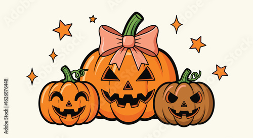 Whimsical Halloween Pumpkins Celebration Autumn Festive Decoration