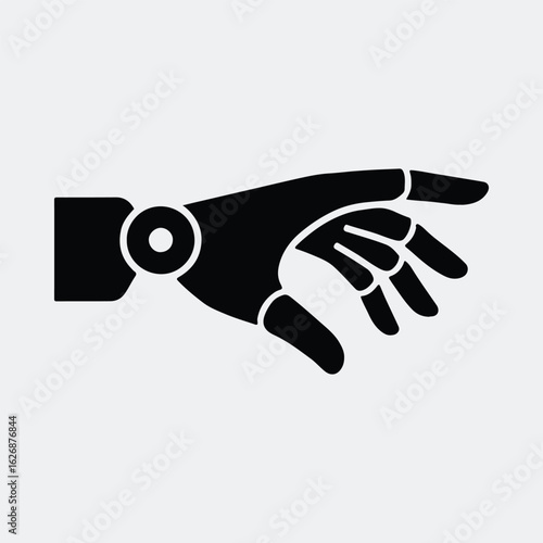 Silhouette robotic hand offering assistance or reaching out vector illustration
