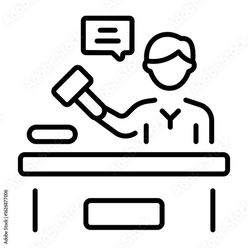 A linear style icon representing auction