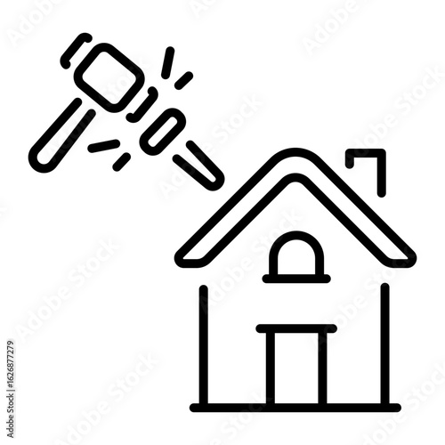 A linear style icon representing home construction